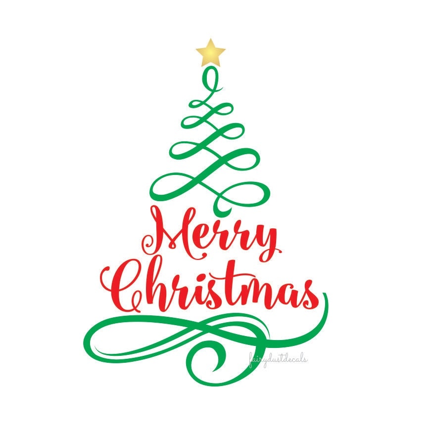 Download Merry Christmas vinyl wall decal tree with letters holiday