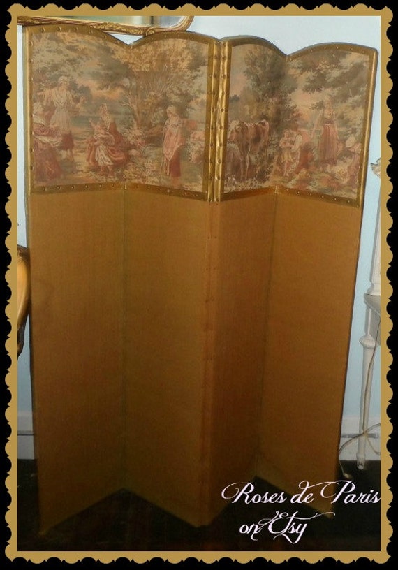SALE vintage room divider tapestry So French Chic