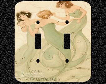 Three Mermaids Dancing Double Light Switch Plate Covers in 5 different sytle options