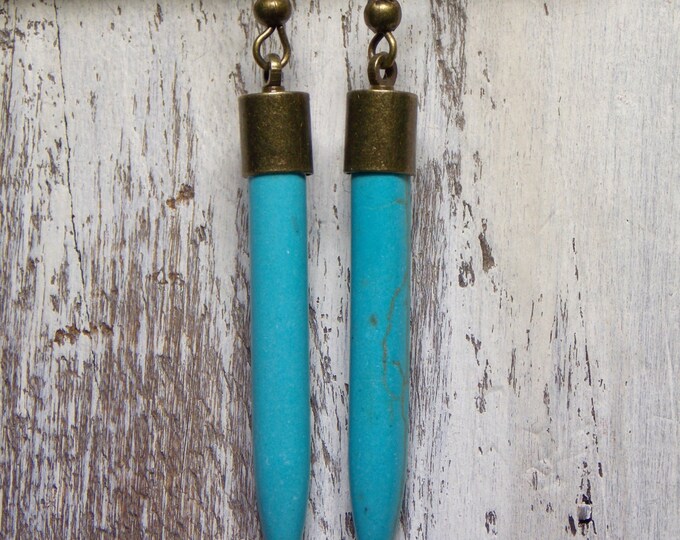 Boho Spike Earrings Dagger Earrings Long Stick Dangle Turquoise Earrings Stone Spikes Bohemian Jewelry Long Bars Tribal Boho