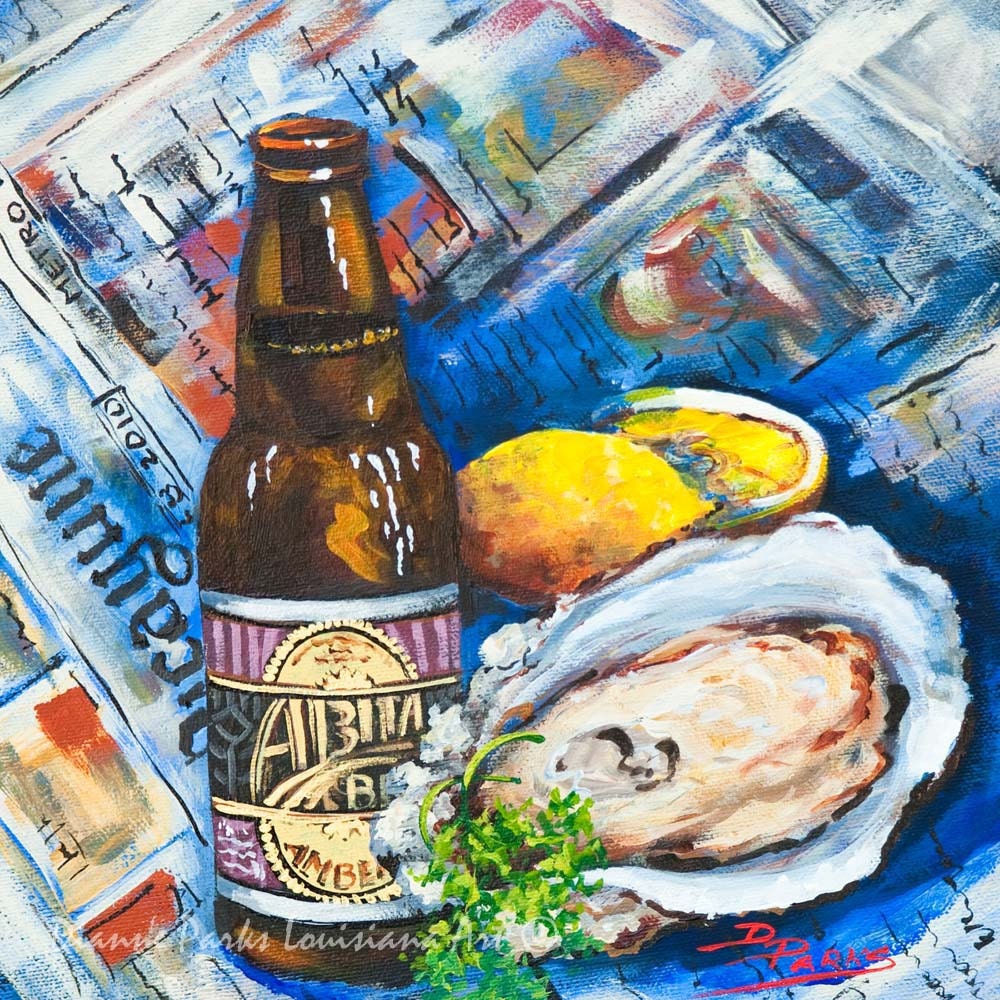 Oyster Painting Abita Amber Beer Seafood Art New Orleans