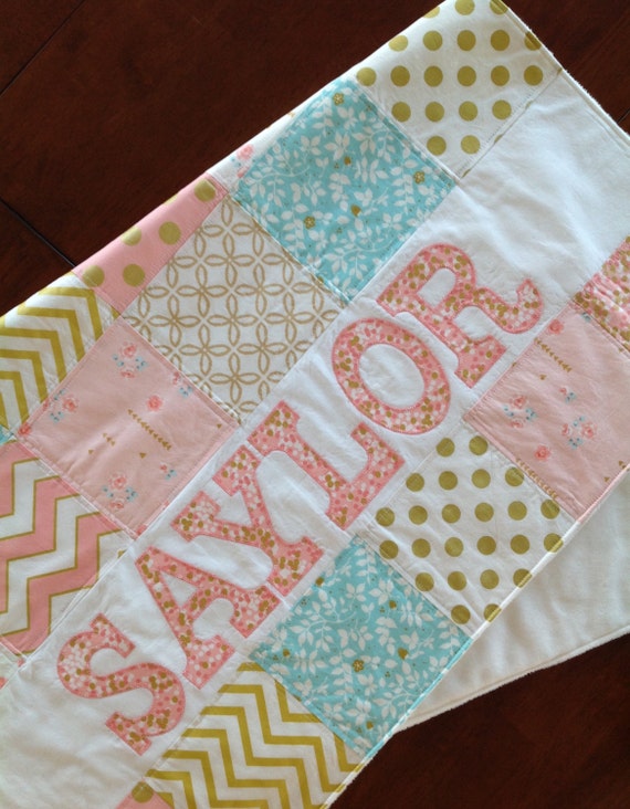 Items similar to Baby QuiltPersonalized BlanketBaby Quilt GirlBaby