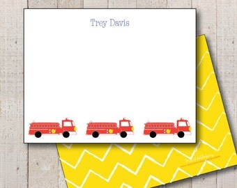 Kids Stationery // Boys Stationary // Firetruck Stationery // Birthday Thank You // Fireman
