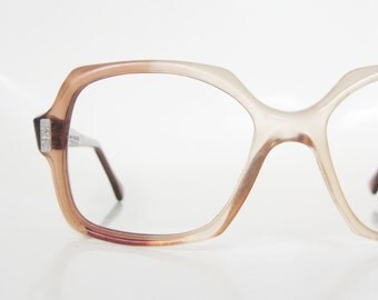 Vintage 1970s Boxy Eyeglasses Apricot Pink Peach Seventies Oversized Indie Hipster Chic 70s Seventies Mid Century Modern American Optical