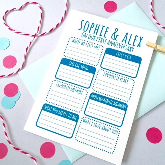 Couple s Anniversary  Activity  Card Personalised