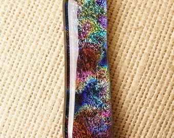 Handmade Dichroic Fused Glass Focal Cab Bead Pendant Necklace