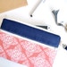 iPhone Bag, iPhone Wristlet, Galaxy S6 Case, Galaxy S6 Sleeve, Phone Case with Strap - Coral and Navy