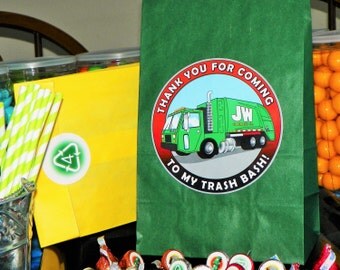 Garbage Truck Goody Bags. Garbage Truck Favor Bags. Recycling Truck Party Bags. Kids Trash Birthday Party Treat Sacks. Goodie Bags. TEN