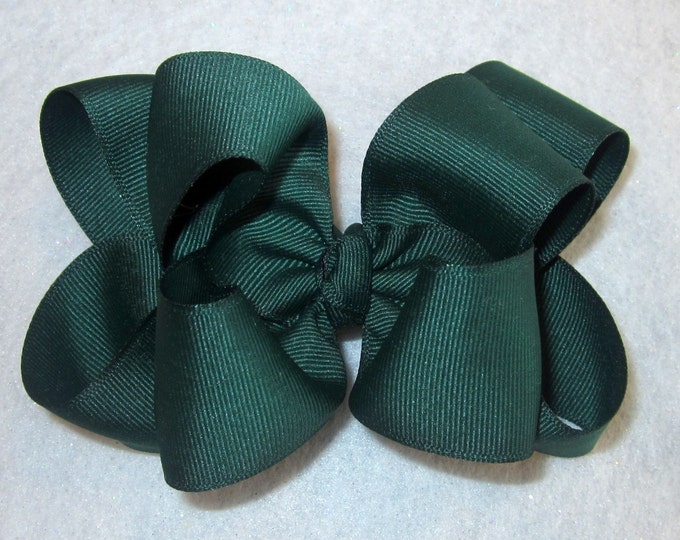 Large Hairbow, Big Hair Bow, Boutique Hairbows, Girls Hair Bows, Baby Bows, Hunter Green Bow, Green Hairbow, Baby Headbands, Layered Bow