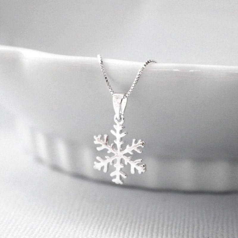 Winter Necklace Snowflake Necklace Sterling Silver Snowflake