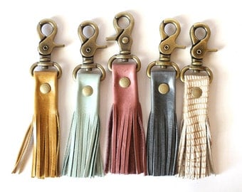 Leather Tassel Keychain - Leather Keychain - Key Fob - Tassel Keychain -