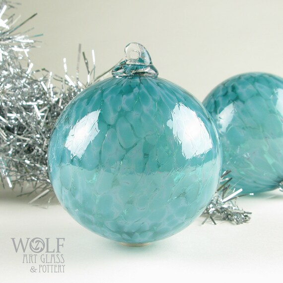 blown glass christmas ornament suncatcher teal blue speckle blown glass christmas ornament suncatcher teal blue speckle