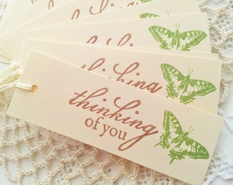 Thinking of You Green Butterfly Gift Tags Set of 10