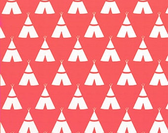 Nap Mat - Monogrammed Coral Teepees Nap Mat with a Navy Minky Dot Blanket