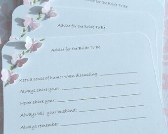 Bridal Shower Advice Cards - Advice Cards for Brides To Be - Shower Wish Cards - Butterfly Cards - ADVB