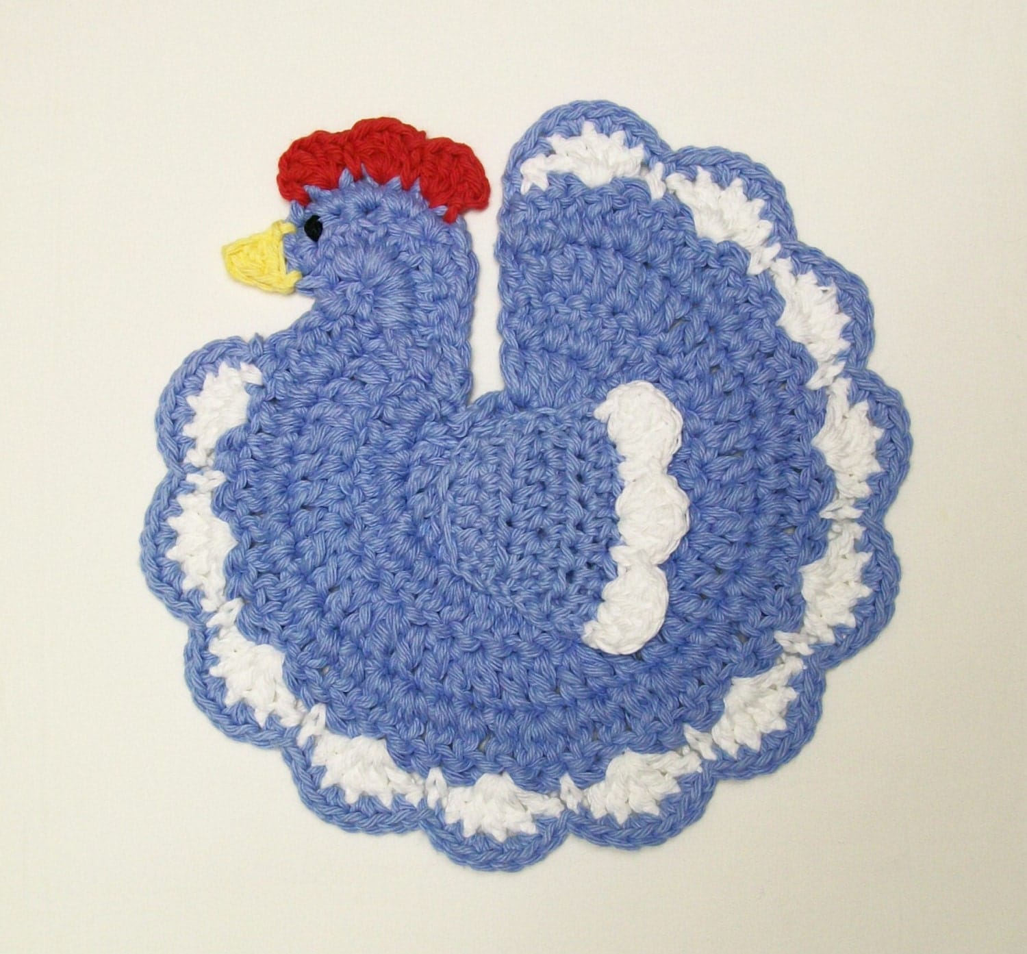 Chicken Rooster Pot Holder Potholder Blue Country Farm Animal