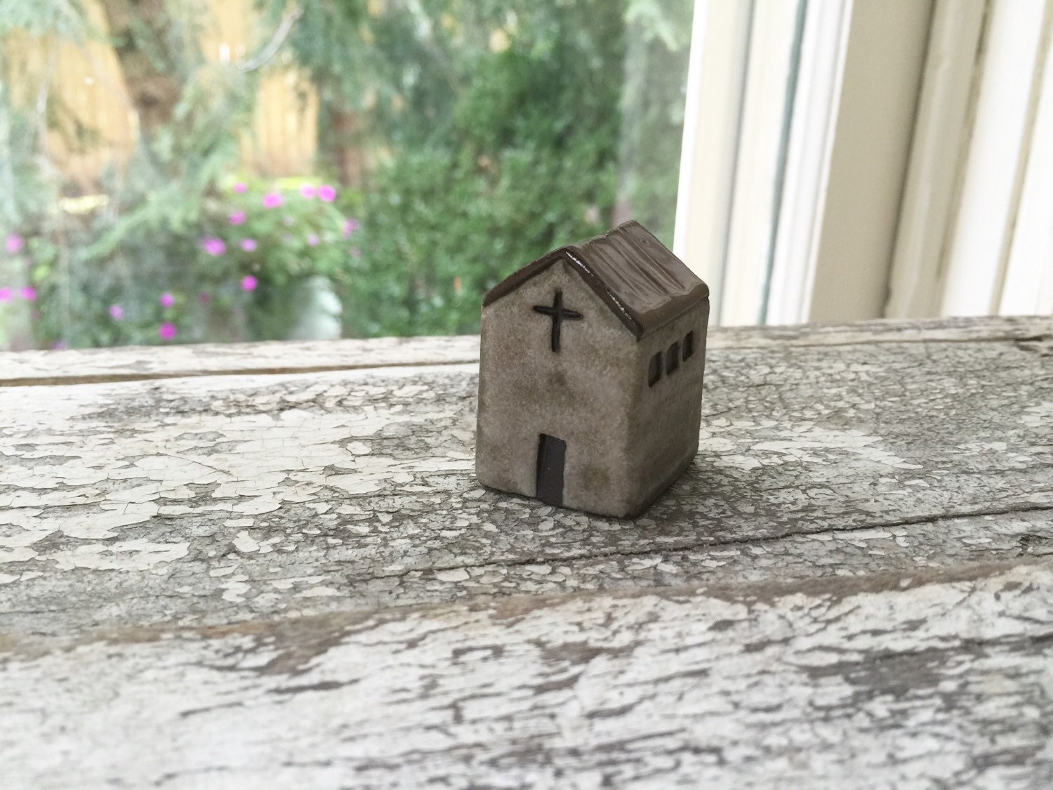 Little Clay Church/ Miniature House/ Terrarium by BluebirdClay