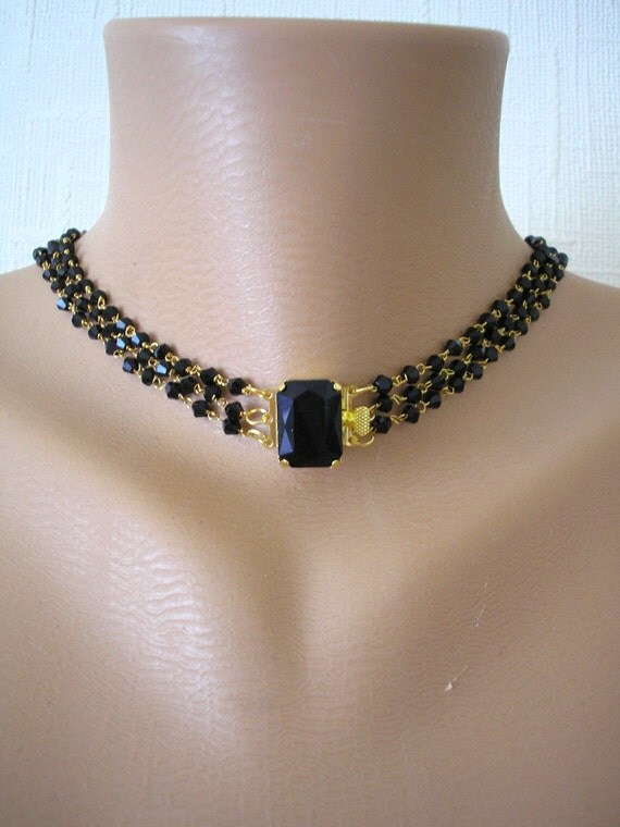 Black Backdrop Necklace Bridal Backdrop Black Backlace Back