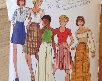Vintage 1970's Butterick 3687 A-line wrap skirt - size 26.5