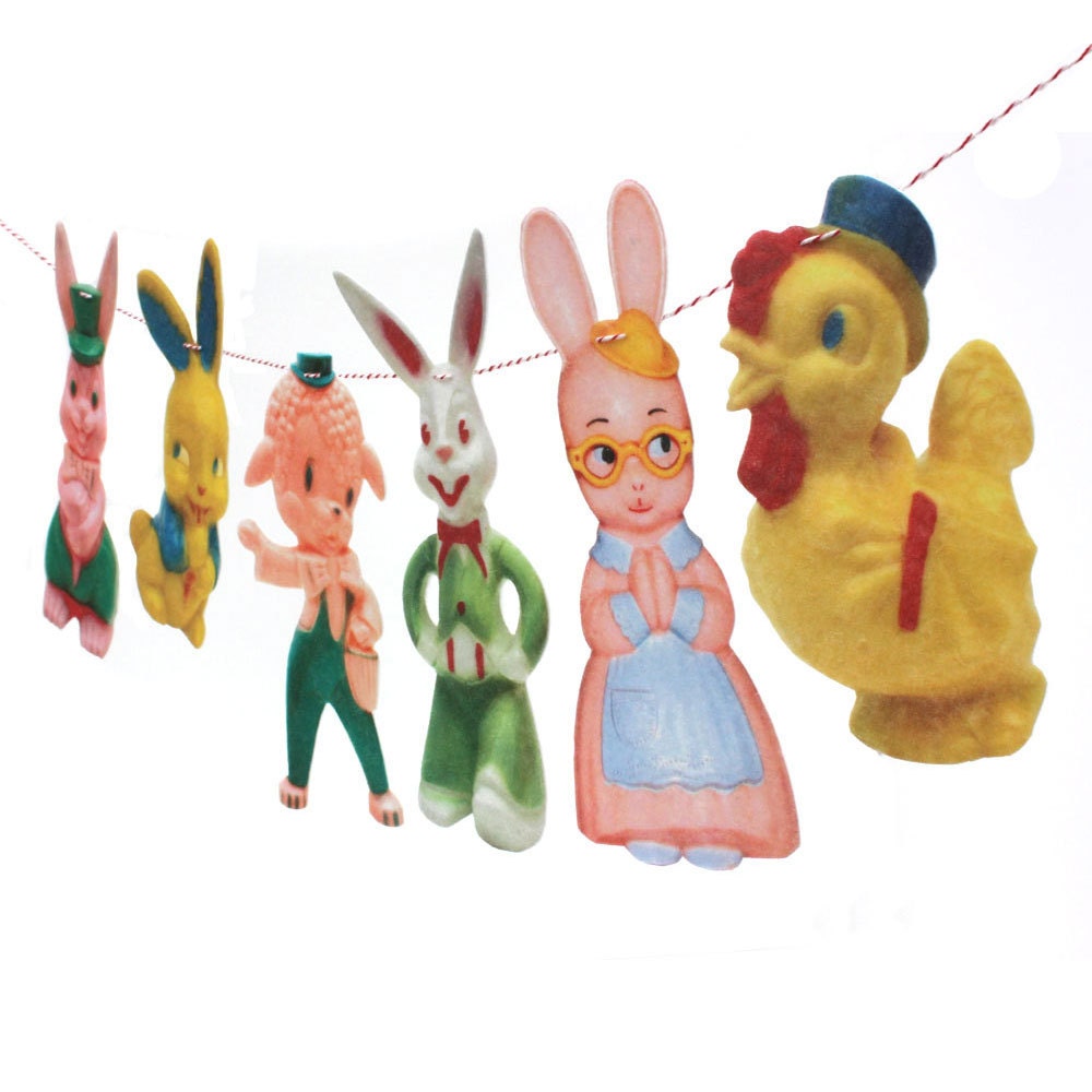 Vintage Easter Garland photo reproductions on felt