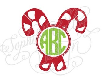 Candy Cane Christmas Monogram SVG DXF digital download file Silhouette Cricut vector graphic Clip Art Vinyl Cutting Machines Screen Printing