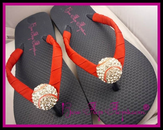navy blue flip flops with bling