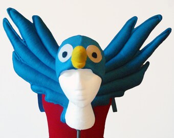 Bluebird Costume Set, Wings & Hat, Twitter Bird, Blue Jay, No Wire. Original Design.