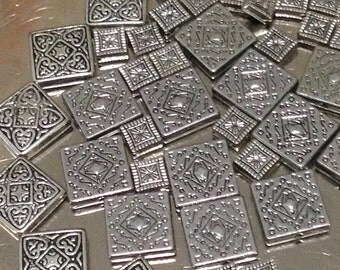 Silver color square bead charm mix