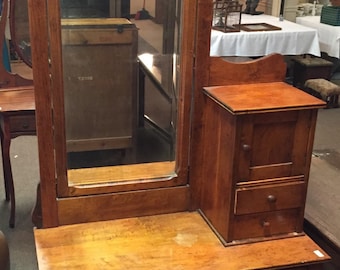 Antique Dresser Maple Hat Box Tilt Mirror 39w18d24h45h77h Spoon Carved 2 Drawers Shipping is Not free
