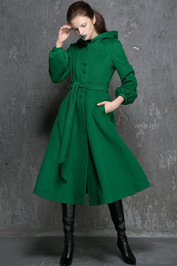 Winter Coat women Coats Green Wool Coat womens coats by xiaolizi