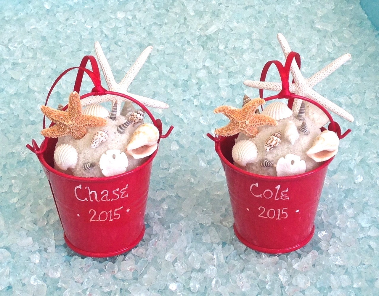 Beach Bucket Christmas Ornament with Natural by SeashellCollection