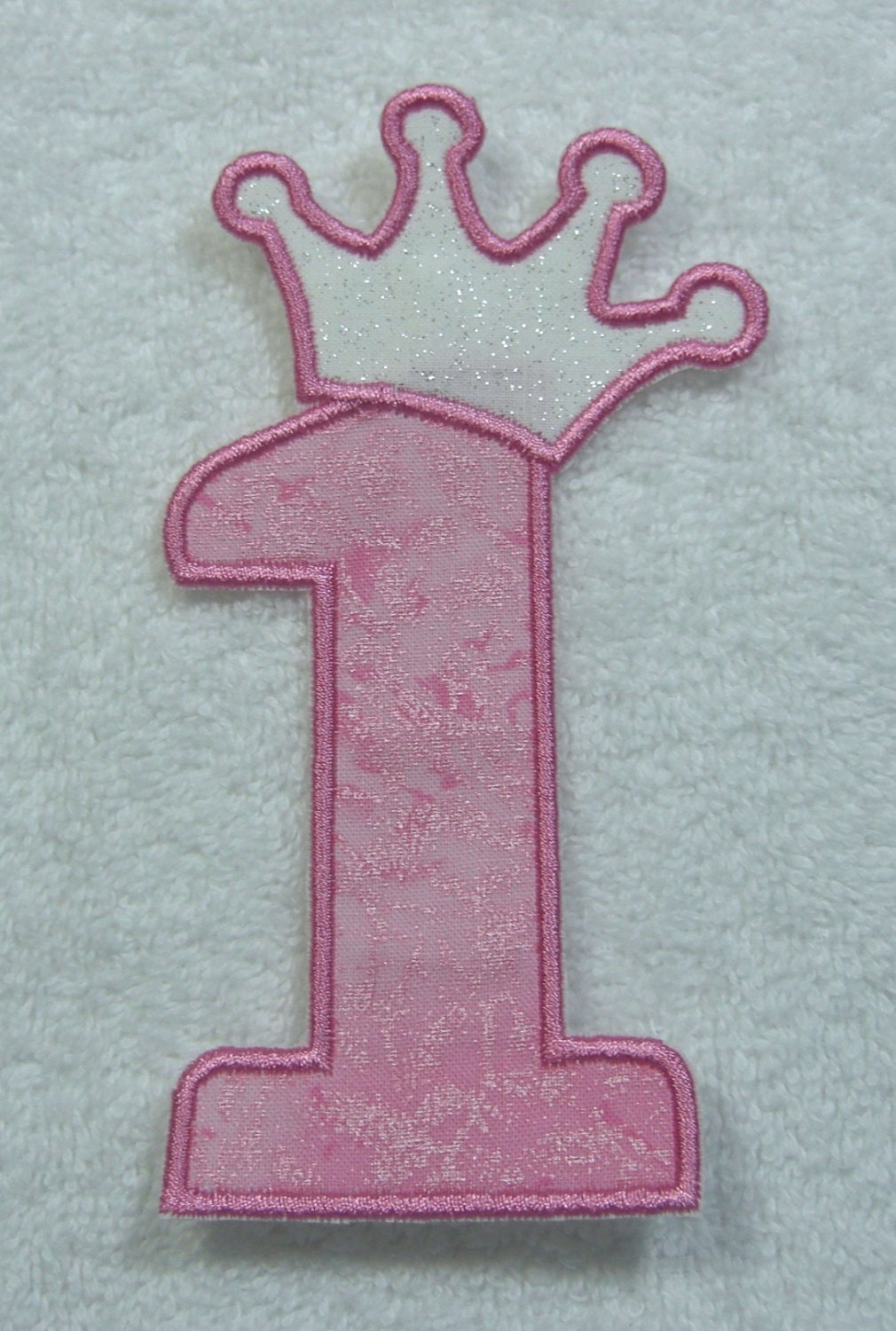 Birthday Number 1 with Crown Fabric Embroidered Iron On