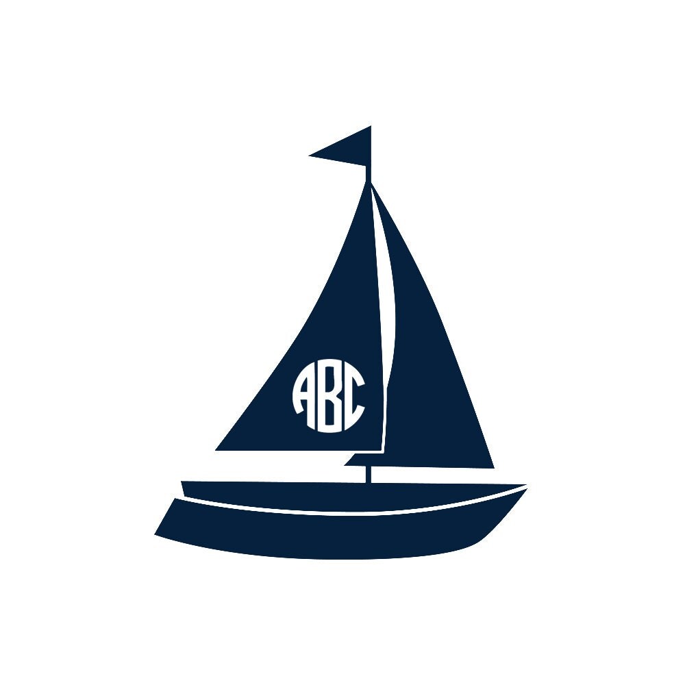 Sail Boat Monogram Cut Out Decal Sticker by SimplySierraStudio