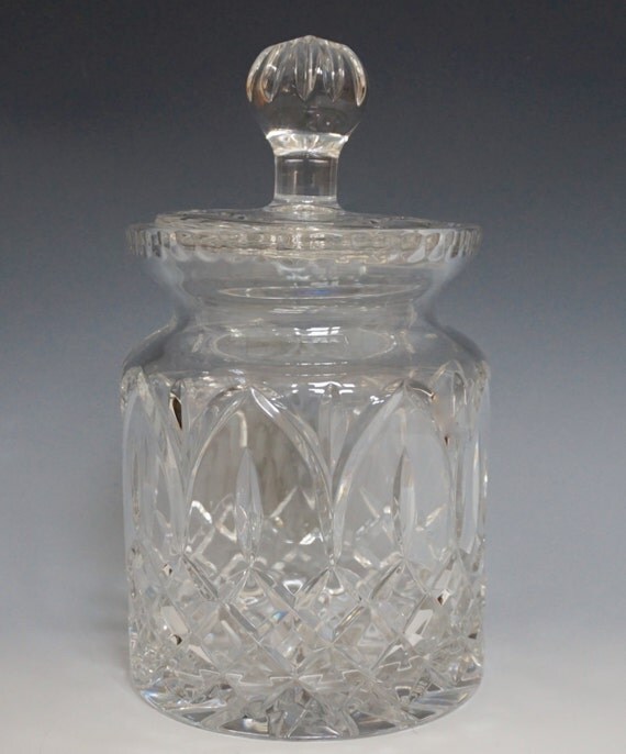 Tall Fine Crystal Cut Cookie Jar Biscuit Jar. Crystal Cut