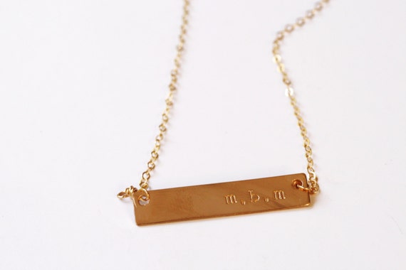 Gold Bar Necklace Gold Initial Necklace by SarahCornwellJewelry