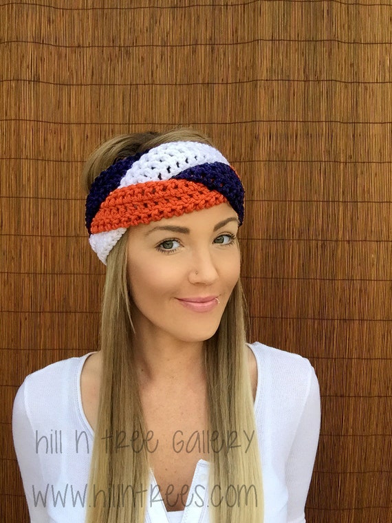 Denver Broncos Navy Blue Orange White Braid Head Hair