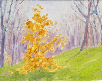 AMONG FRIENDS, Framed 6 x 8 inch (15 x 20 cm) original oil on stretched canvas. Yvonne Wagner. Landscape. Plein air Frame.