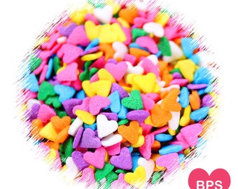 Bright Rainbow Heart Sprinkles, Rainbow Sprinkles, Heart Cupcake Sprinkles, Heart Cake Pops Sprinkles, Edible Sprinkles, Easter Sprinkles
