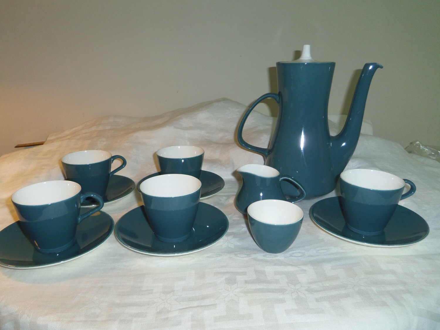 Poole Pottery Tea Set Cameo Blue Moon Teapot by Lynnestreasures