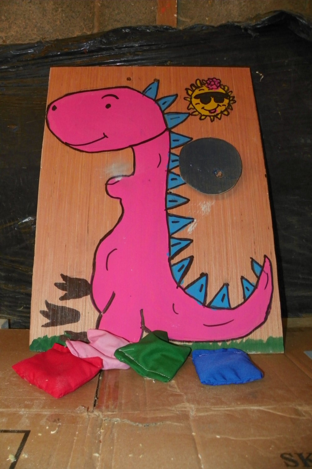 Dinosaur Corn hole game bean toss