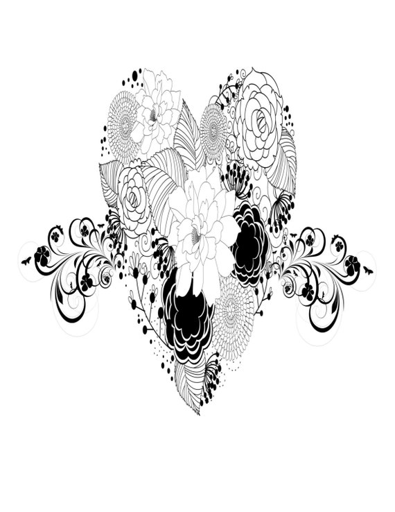 Heart Flourish-Digital Immediate Download-ClipArt-Art