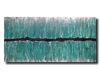 Art original large abstract painting 24 x 48 jmjartstudio textured blue oil painting personalized