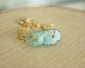 Ancient Roman Glass Necklace | Sea Glass Inspired | Mermaid Jewelry | Gold Filled Chain | Dainty Necklace | Blue Pendant Jewelry