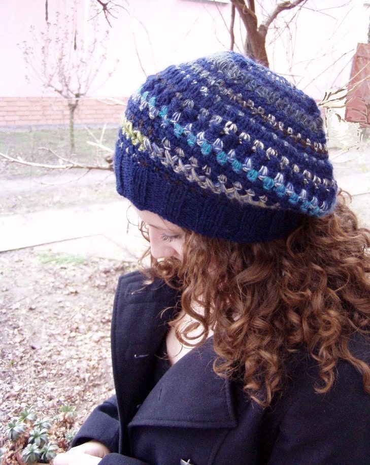 blue womens hat, beret hat