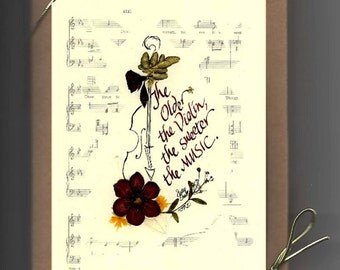 Boxed collection of 4 Birthday wishes blank notecards, calligraphy, pressed flower art, Happy Birthday, giclee prints, little gifts