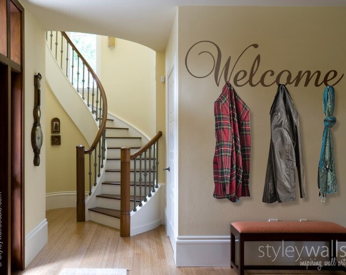 Welcome Vinyl Lettering Wall Decal, Welcome Home Entrance Wall Decor, Welcome Sign Lettering, Welcome Wall Sticker for Home Office Decor