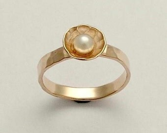 14K gold ring yellow gold ring shell ring garnet by artisanimpact