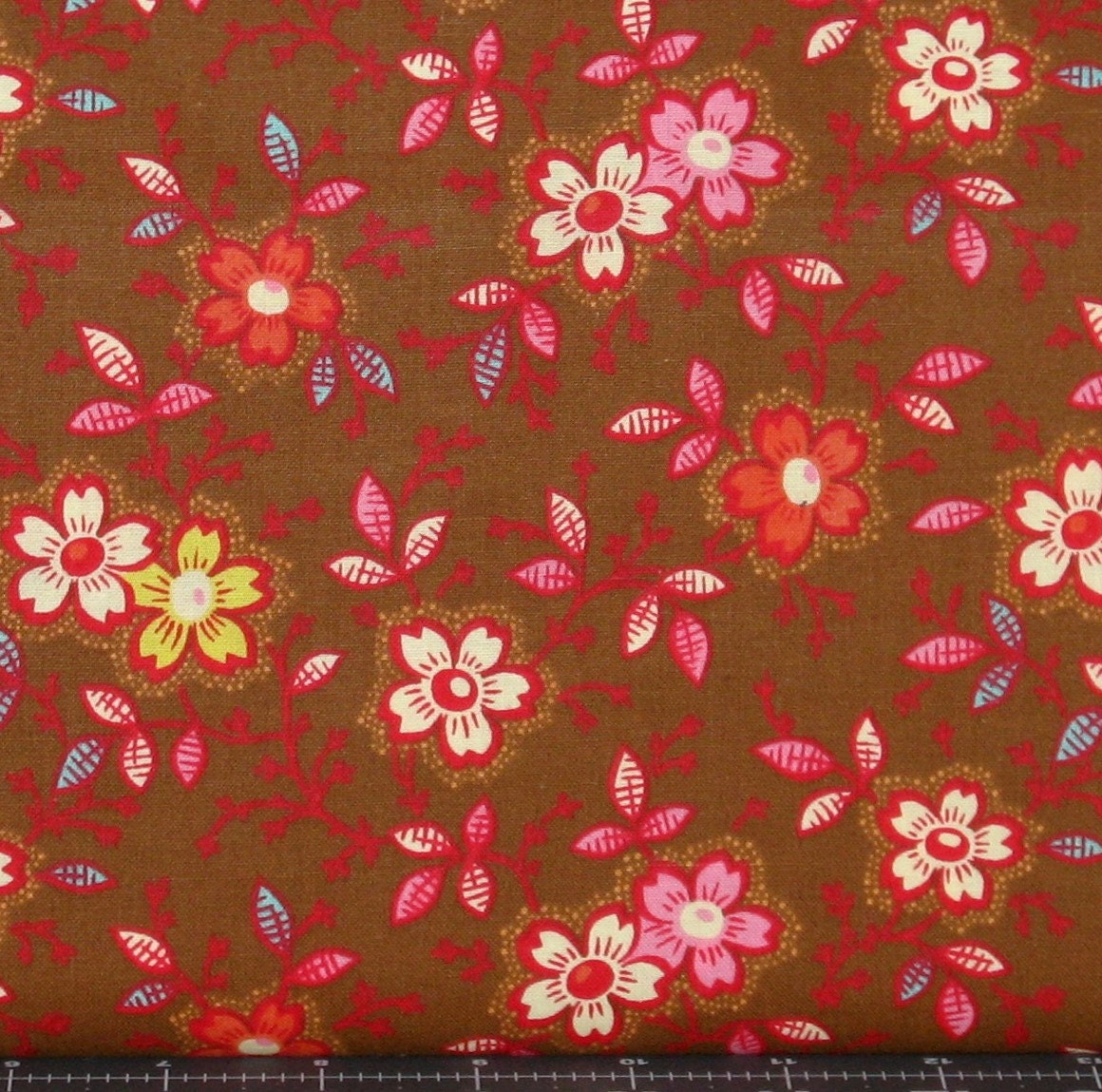 Happy in Brown Cotton Quilt Fabric for Sale Marshall Dry