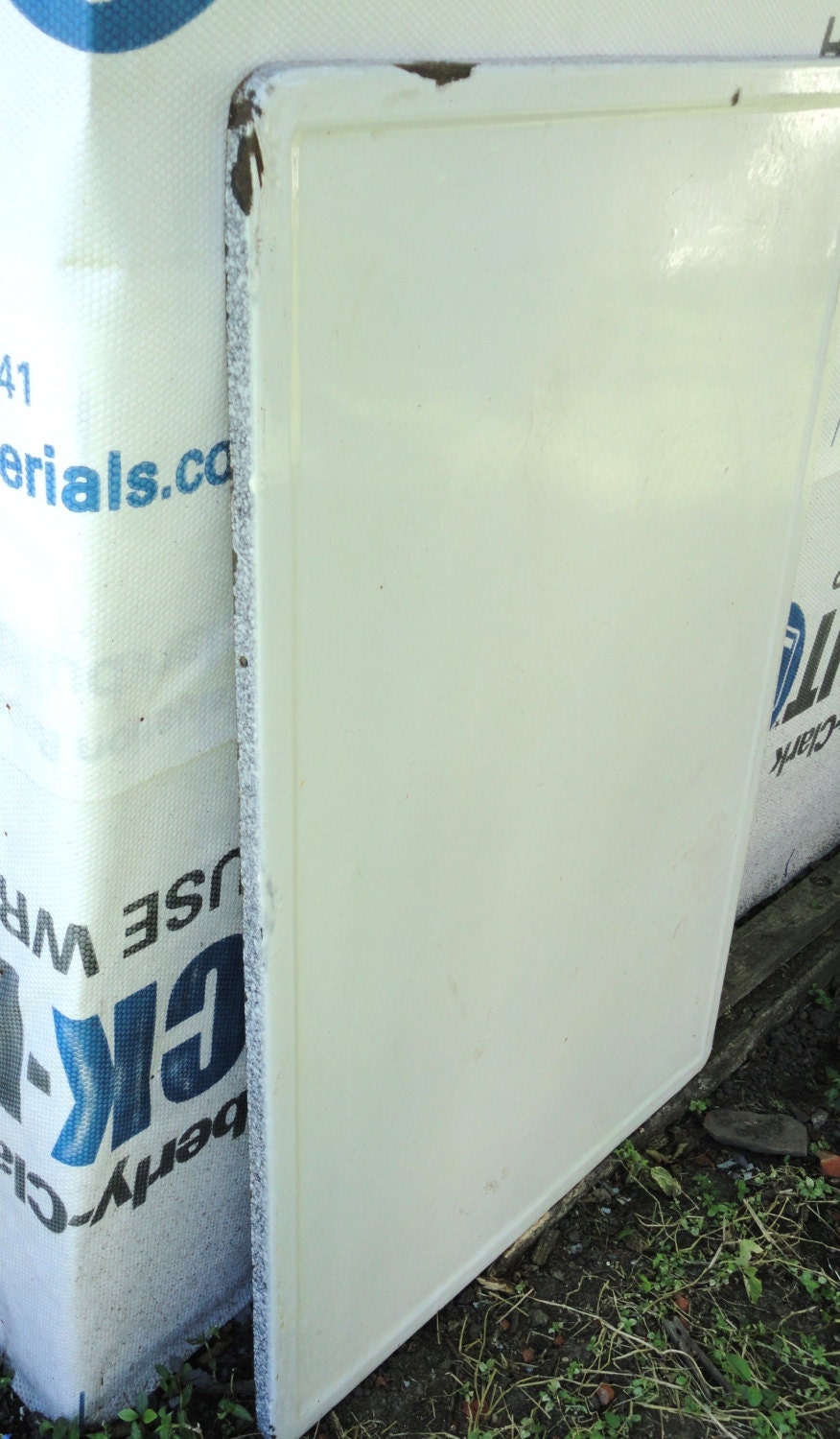 Vintage Porcelain Enamel Table Top For repurpose or Assemblage Haute