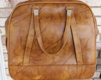 Vintage Retro Brown American Tourister Carry On Bag Luggage